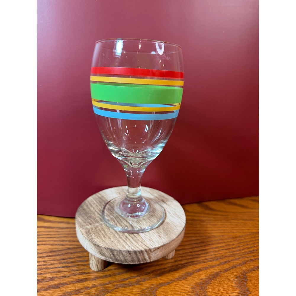 Vintage Fiestaware Coodinates Colorful Striped Iced Tea Goblet by Homer Laughlin
